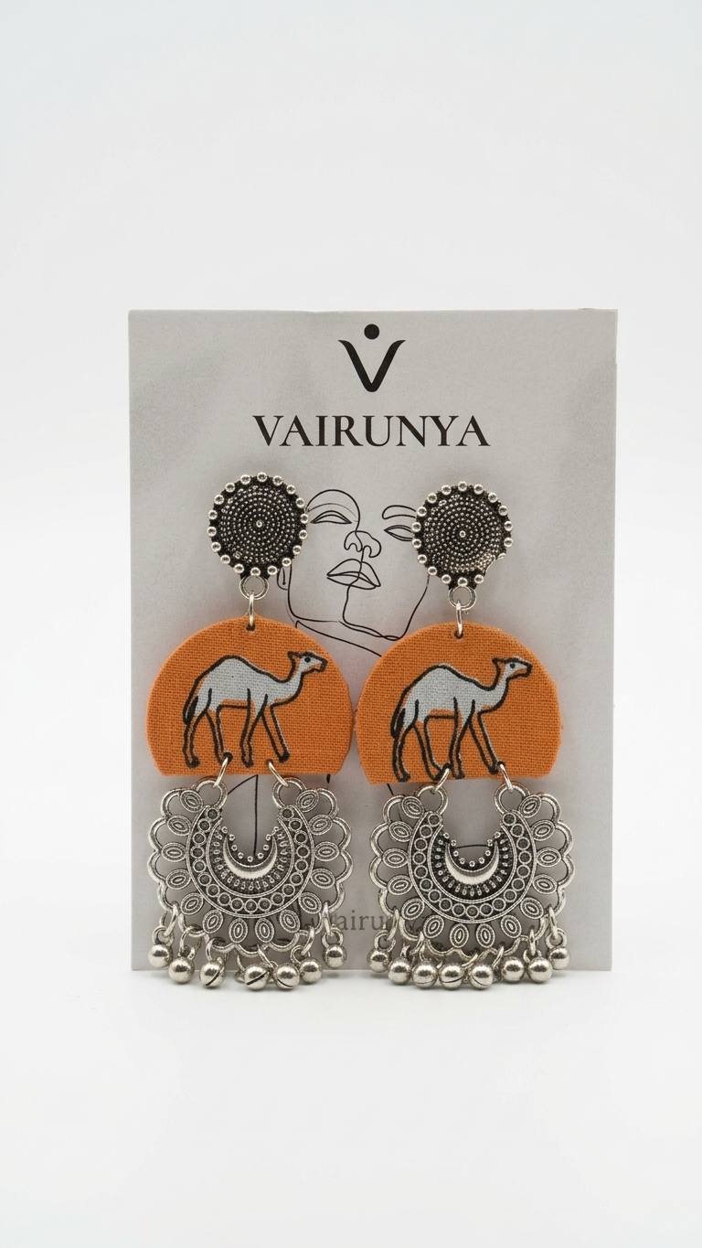 Camel Print Cotton Earrings