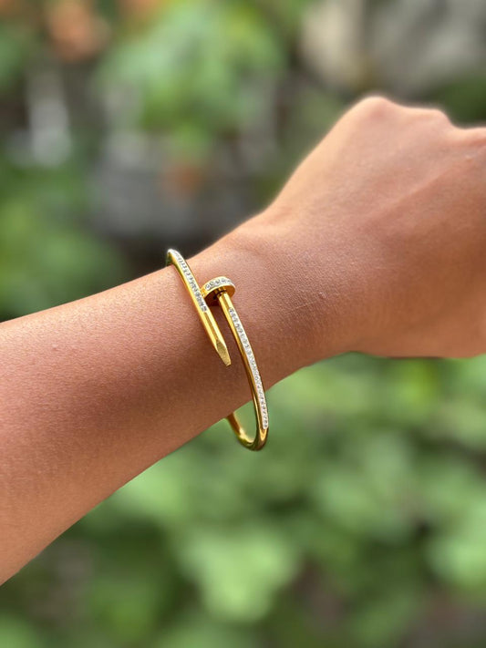 Gold Crystal Nail Bracelet
