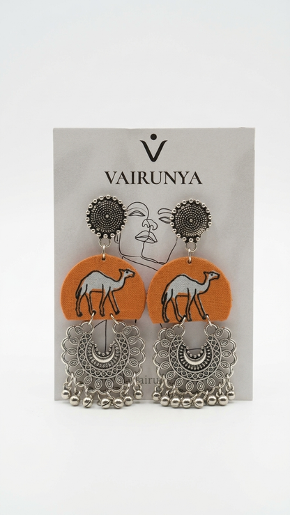 Camel Print Cotton Earrings