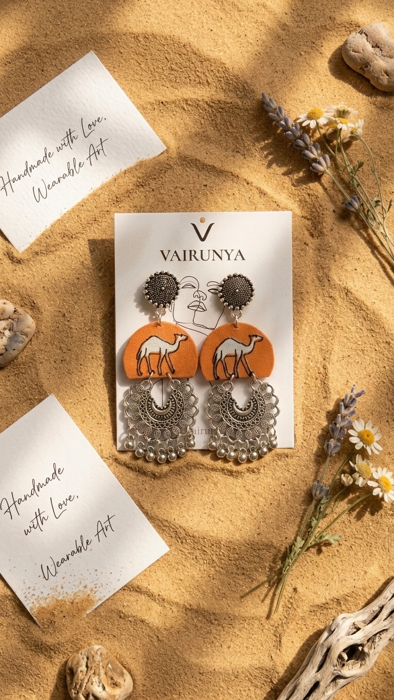 Camel Print Cotton Earrings