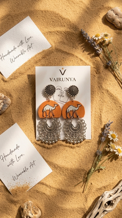 Camel Print Cotton Earrings