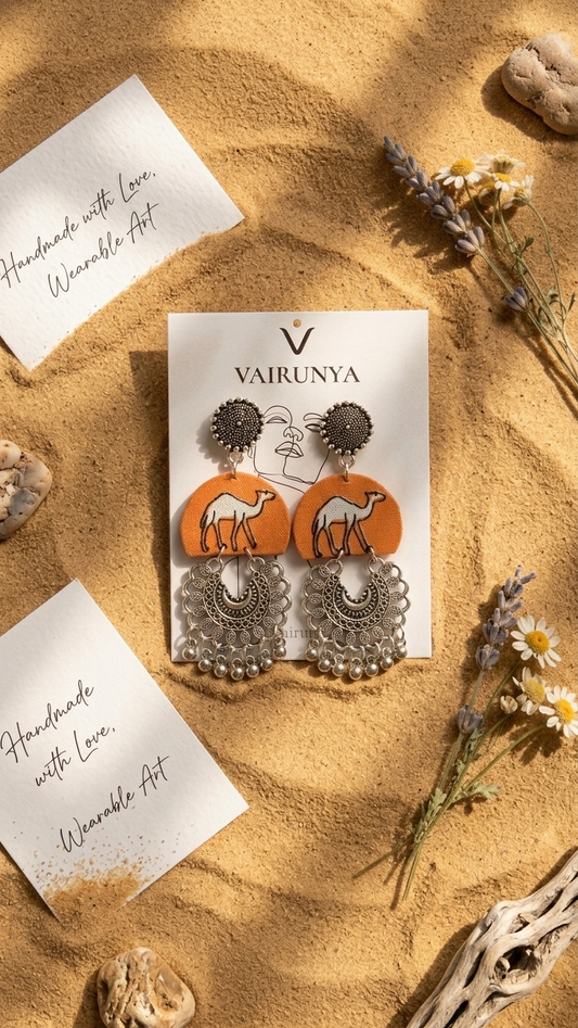 Camel Print Cotton Earrings