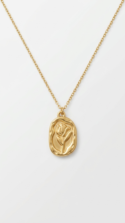 Gold Rose Pendant Necklace