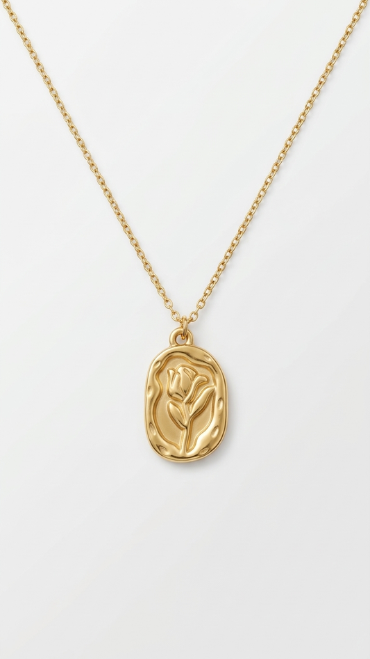 Gold Rose Pendant Necklace