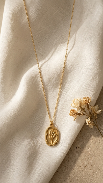 Gold Rose Pendant Necklace